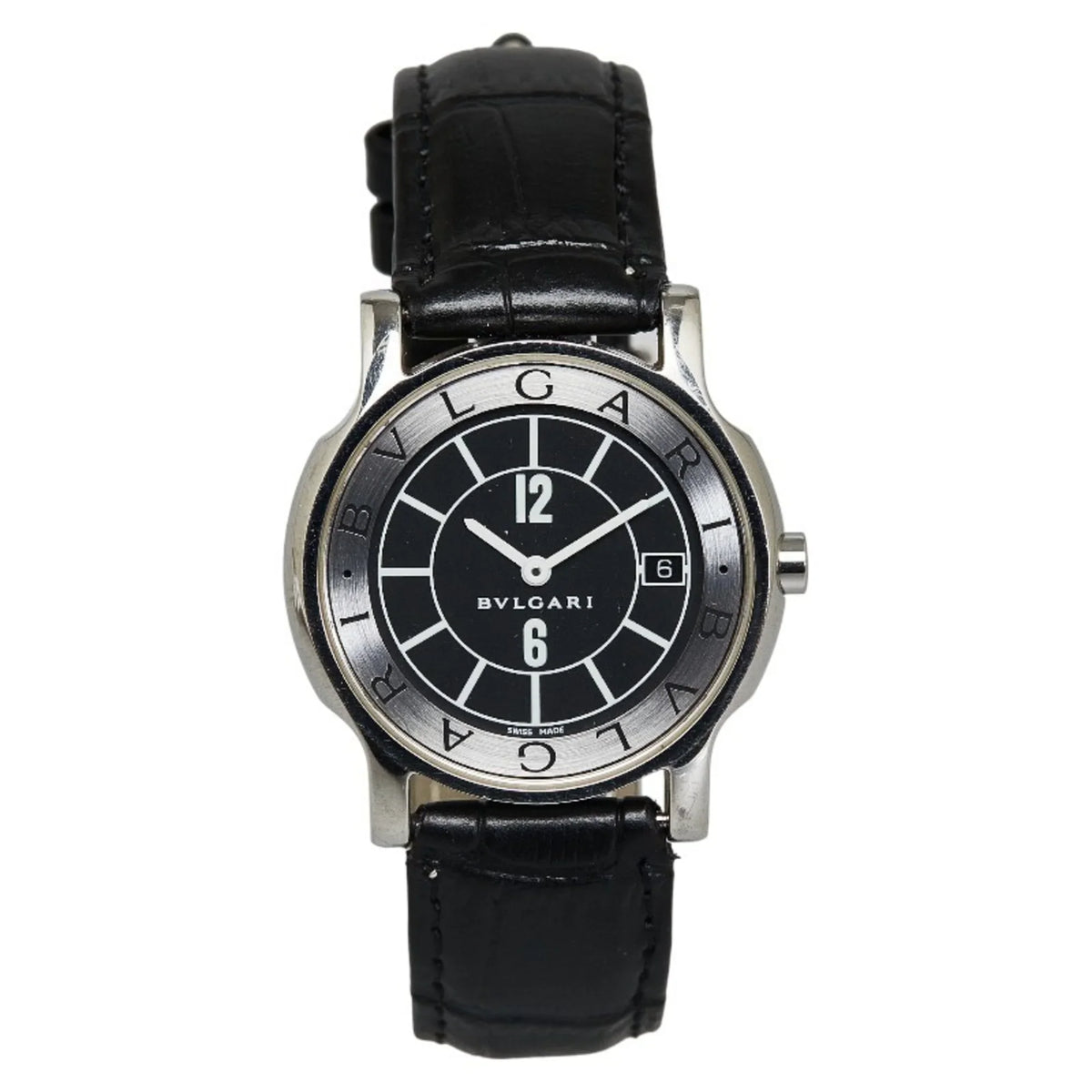 Pre-Owned  Solotempo Leather (non-original) Watch  Quartz Black Dial Stainless Steel Women's (Good)
