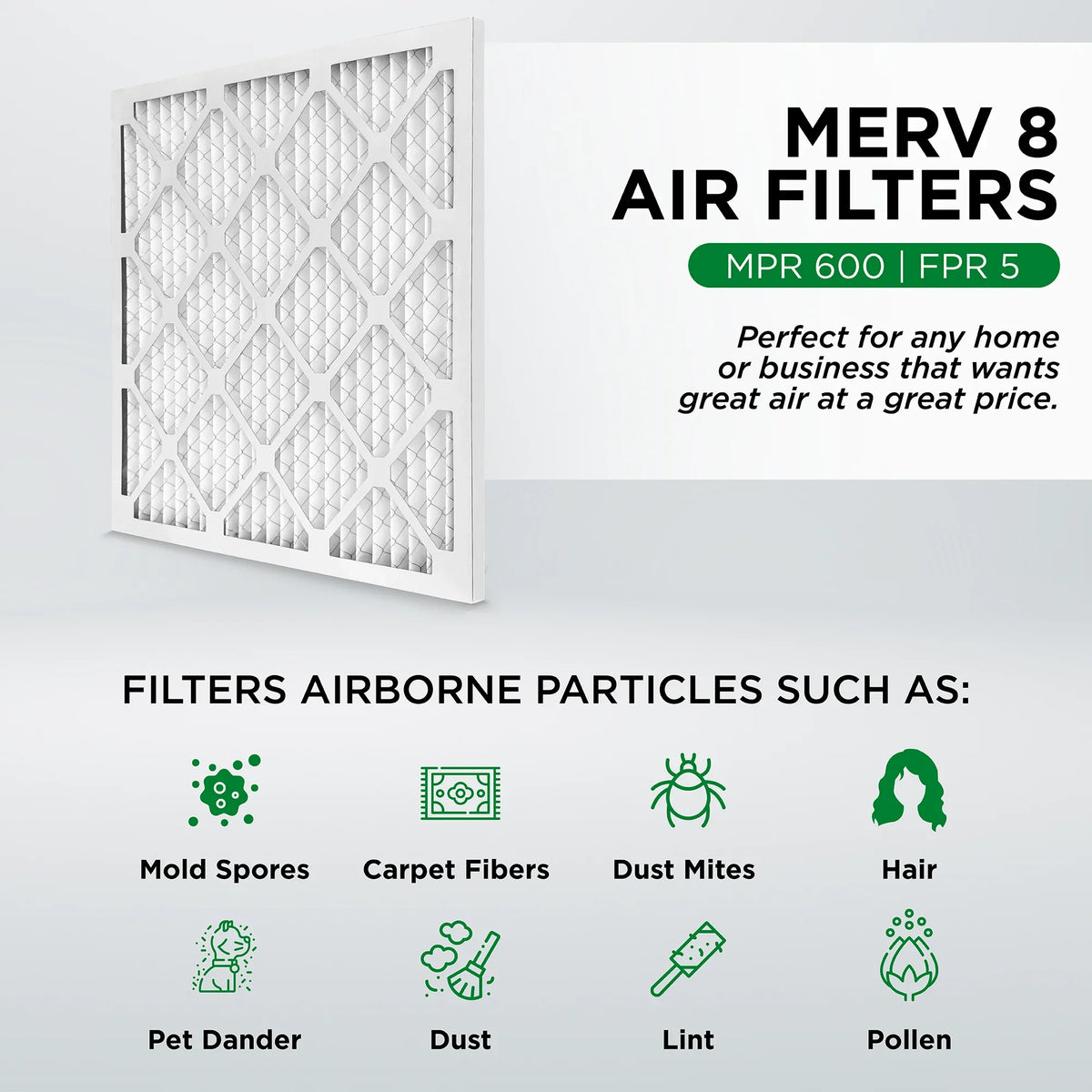 Pamlico Air 16x25x4  8 Pleated  Furnace Air Filters. Case of 6. Actual Size: 15-1/2 x 24-1/2 x 3-3/4