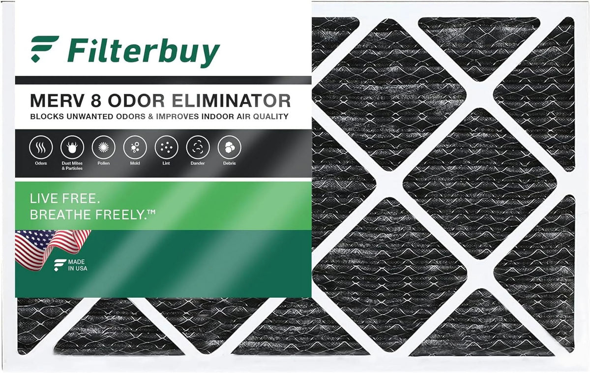 Filterbuy 10x24x1  8 Odor Eliminator Pleated   Furnace Air Filters with Activated Carbon (1-Pack)