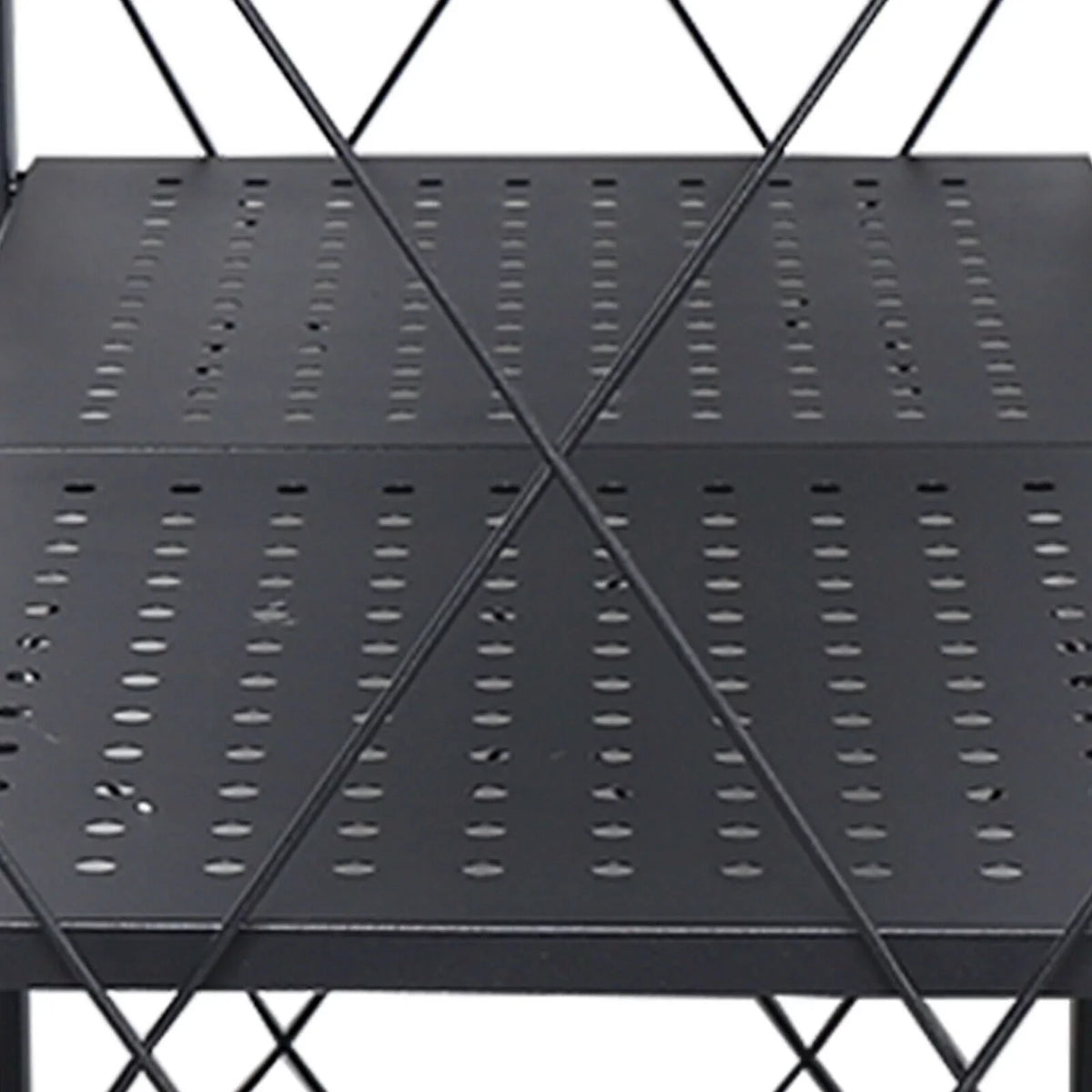 Miumaeov 3-Tier Kitchen Foldable Metal Rolling Trolley Cart Movable Utility Rack Storage Shelves Holder with Wheel (Black)