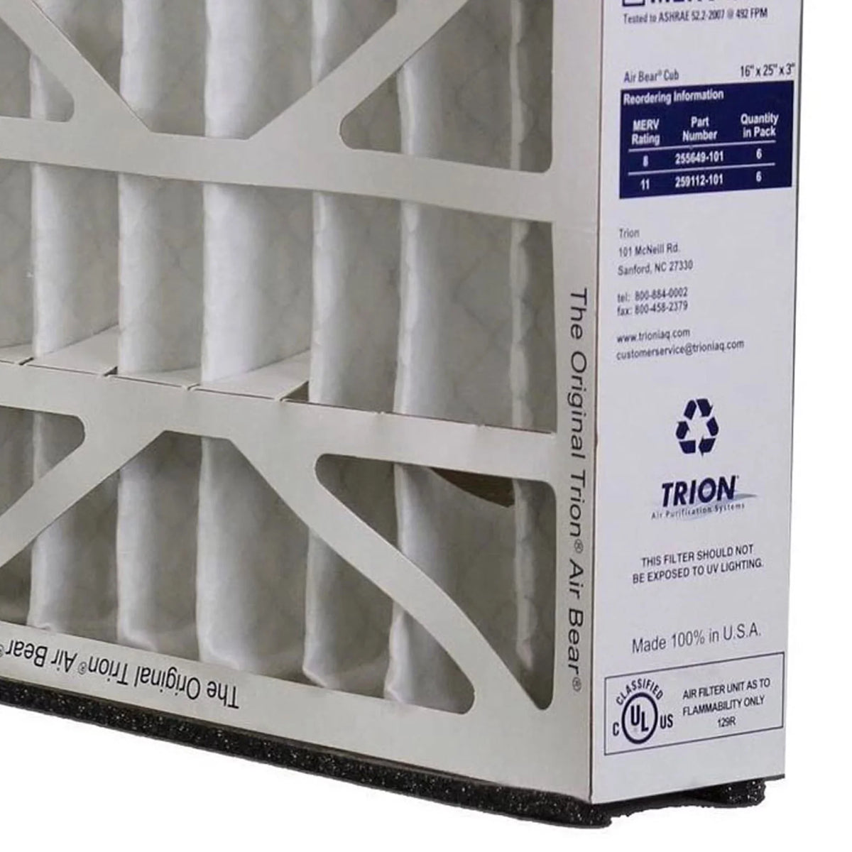 Trion 255649-101 Air Bear 16x25x3 Inch  8 Air Purifier Filter (6 Pack)