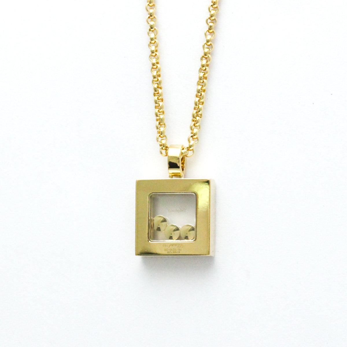 Pre-Owned Chopard Happy Diamonds Square Necklace 79/3210 Yellow Gold (18K) Diamond Men,Women Fashion Pendant Necklace (Gold) (Good)