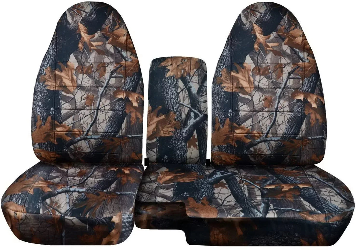 '-Designshields Fits 2004-2012 Ford Ranger/Mazda -Series Camouflage Truck Seat Covers(60/40 Split Bench)w Center Console/Armrest:Opening Console:Gray Tree