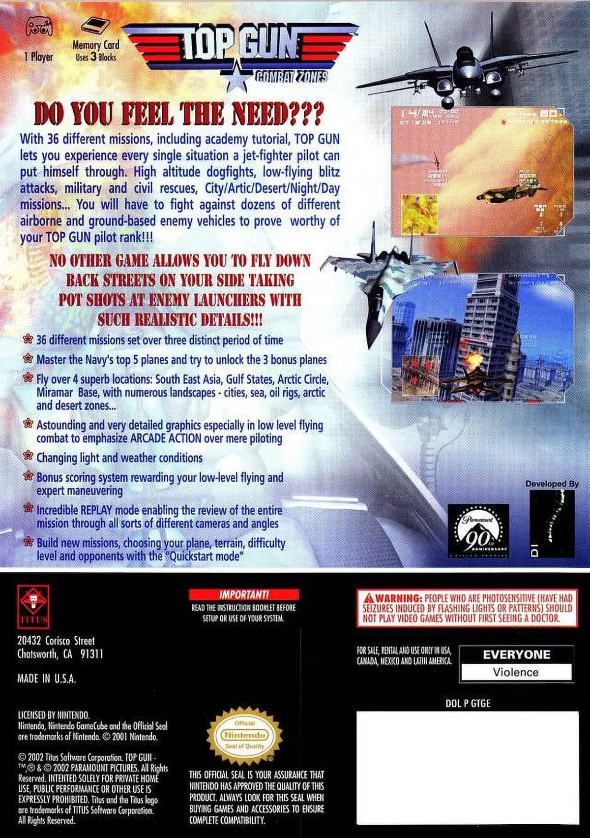 Top Gun Combat Zones Gamecube Item and Box