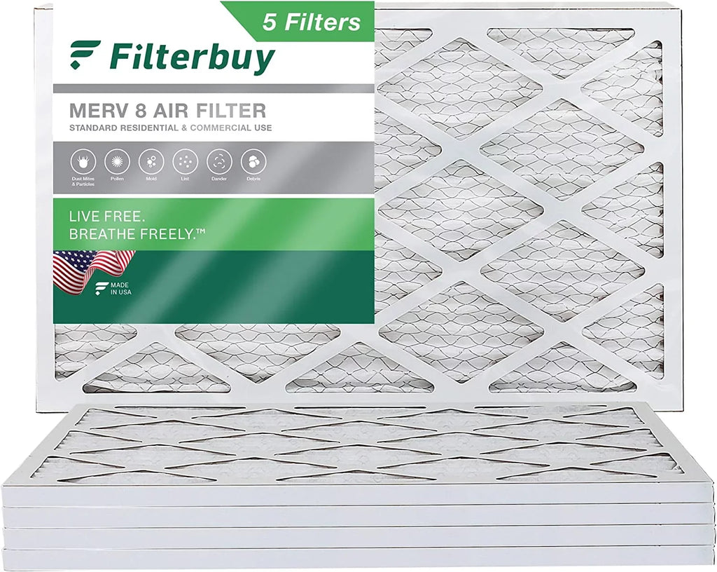 Filterbuy 17.25x29.25x1  8 Pleated   Furnace Air Filters (5-Pack)