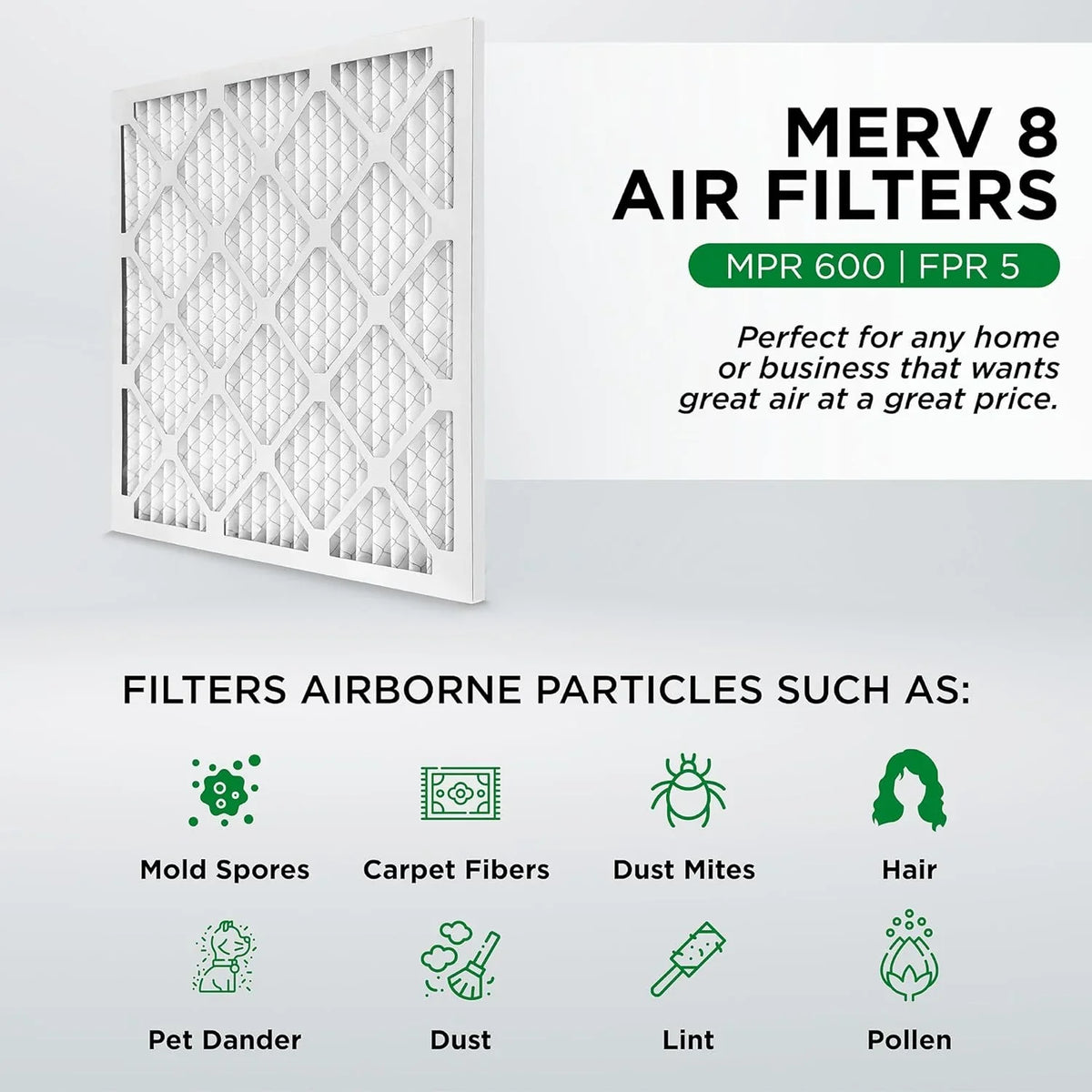 14X14x1  8 Pleated  Furne Air Filters. Case Of 12. Size: 13-3/4  13-3/4  3/4