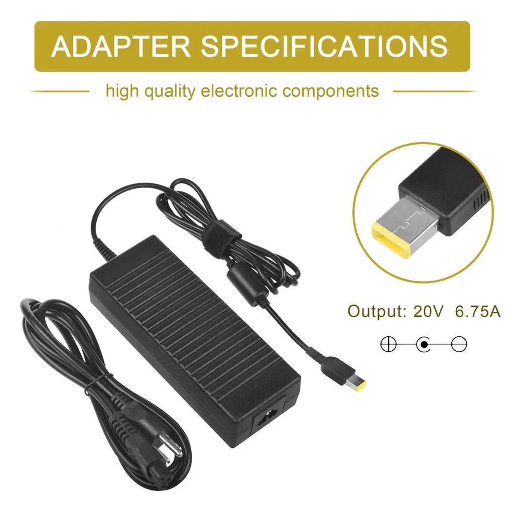 '-Geek 135W  Adapter Charger for Lenovo -70 -80 -70 Power Cord 20V 6.75A