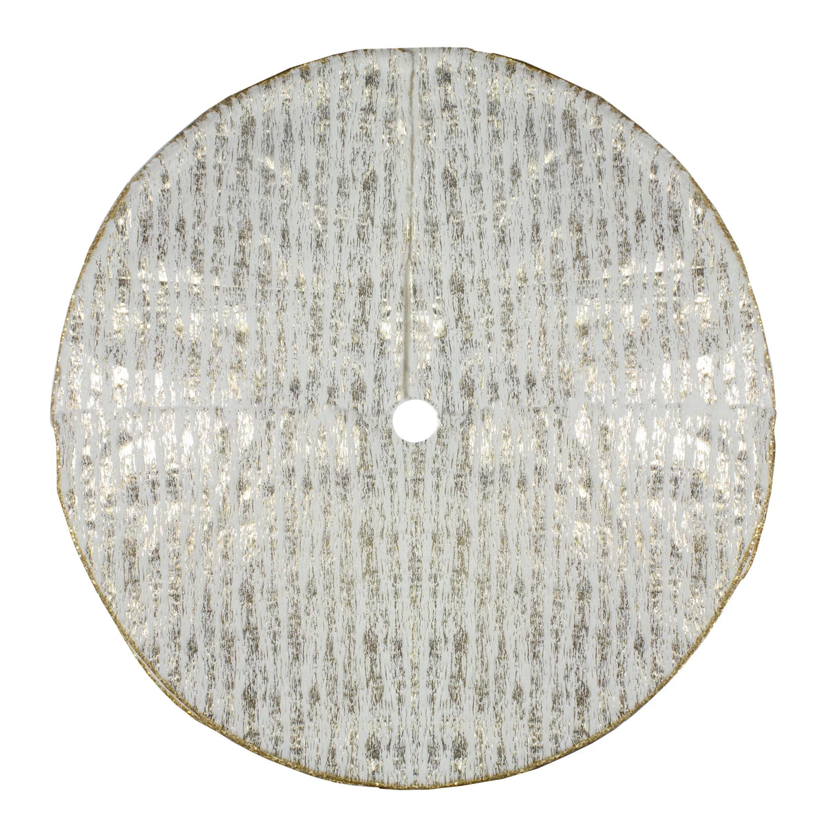 Northlight 48" Cream and Gold Wood Grain Pattern and Faux Fur Christmas Tree Skirt