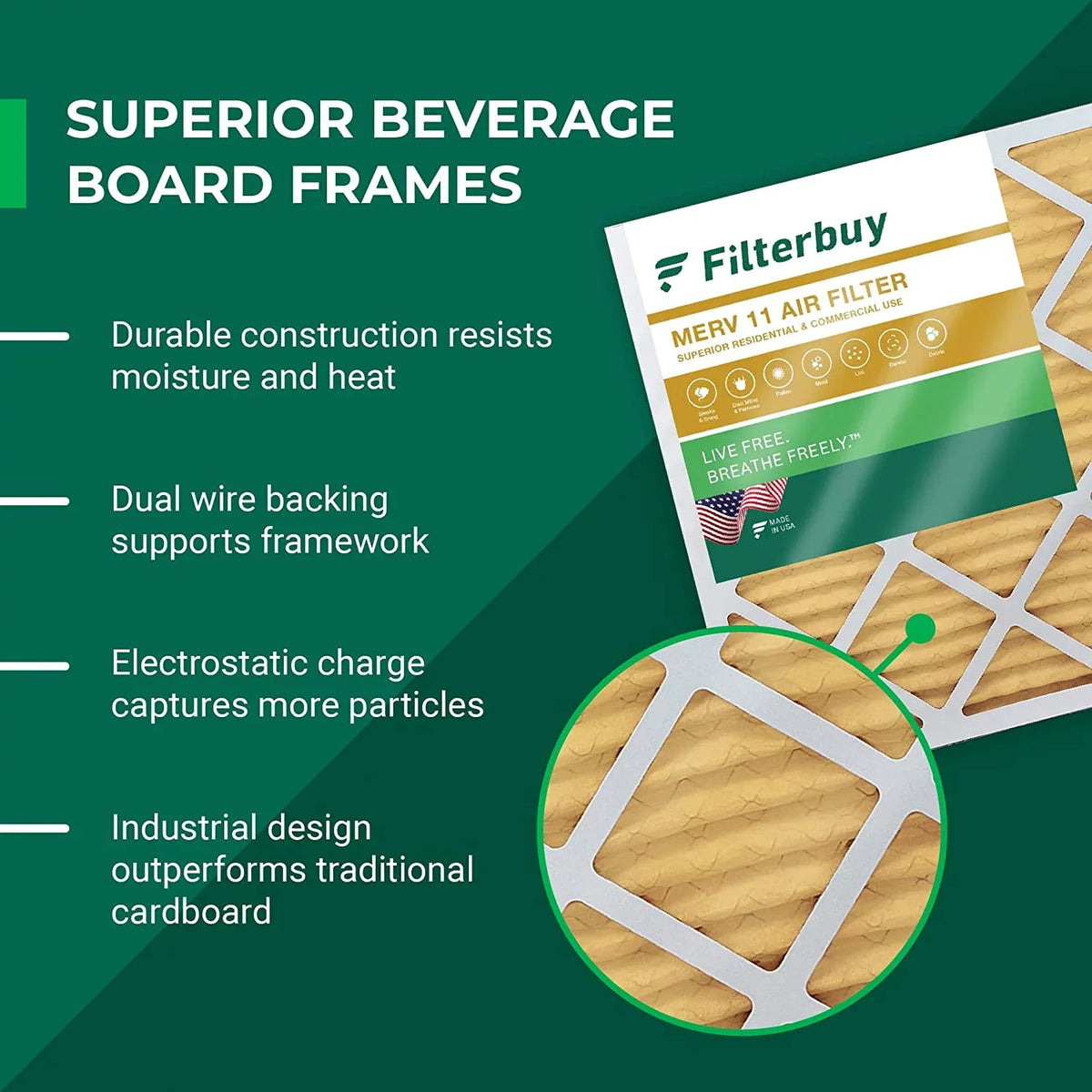 Filterbuy 12x24x4  11 Pleated   Furnace Air Filters (3-Pack)