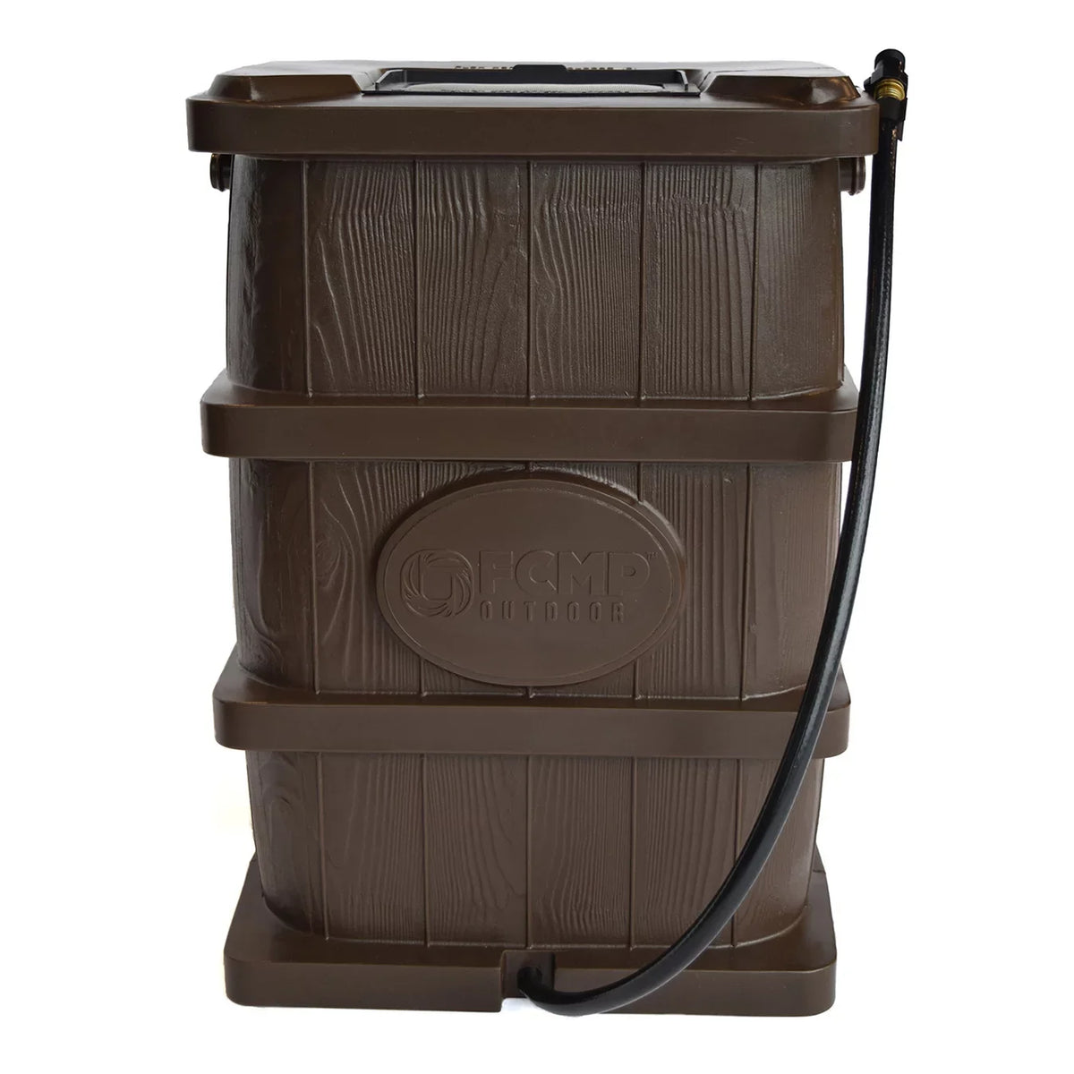 Outdoor 45 Gal Wood Grain Rain Water Catcher Barrel, Brown (2 Pack)