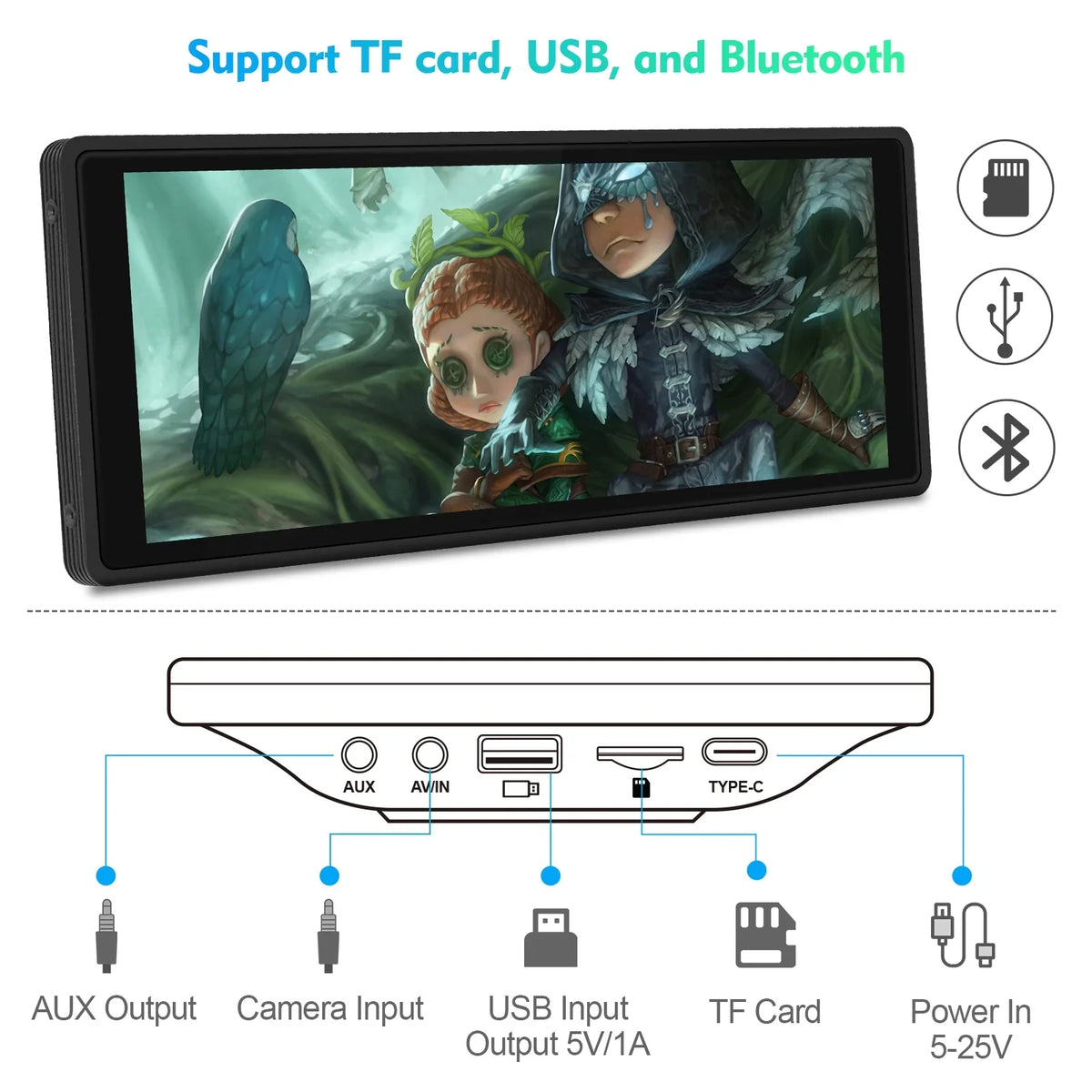 Portable Wireless Carplay & Android Auto Car Stereo, 10.26 Inch Full  Car Touch Screen Portable Car Radio Receiver Backup Camera