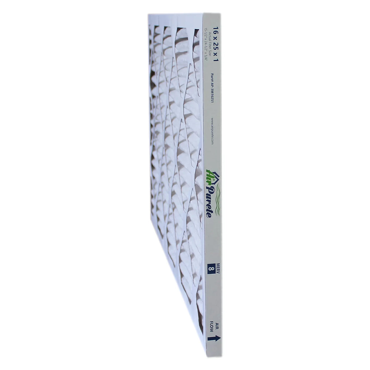 AirPurete Furnace Filters -3M16251 | Pack of 12 | Nominal Size: 16x25x1 | Actual Size: 15-1/2" x 24-1/2" x 3/4" | High Capacity  8