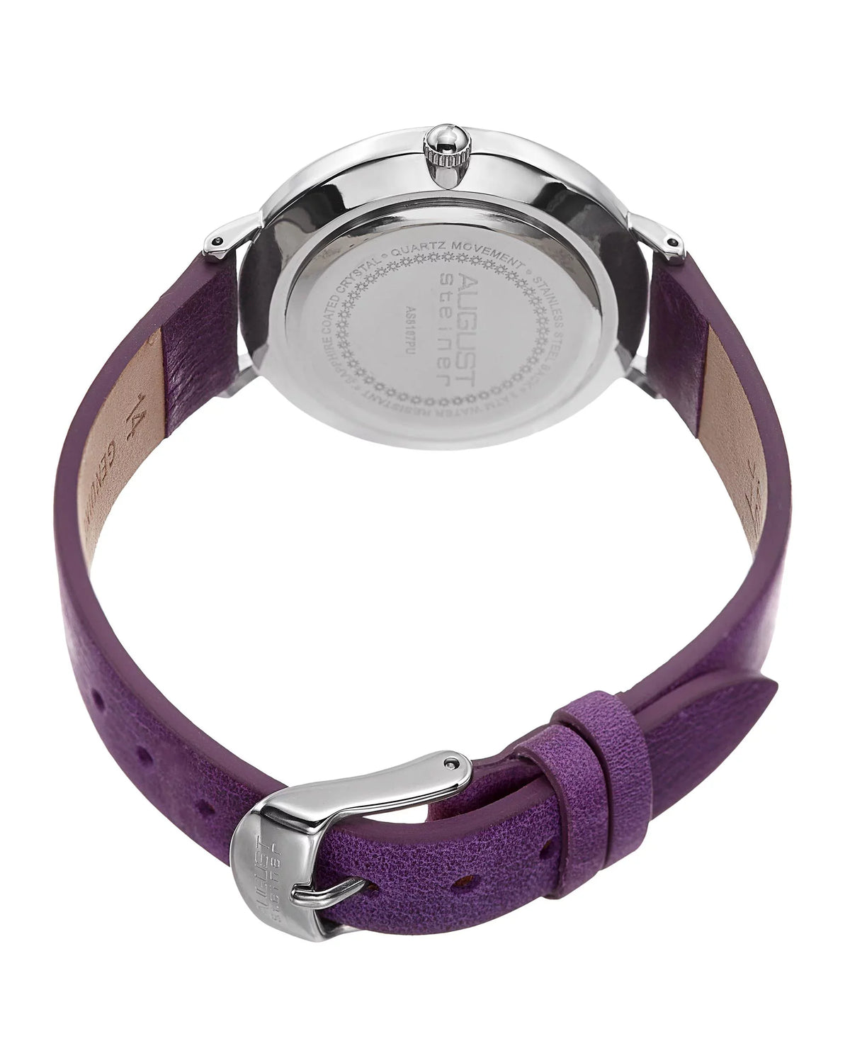 Women's  Silver-Tone Watch with Purple Leather Band