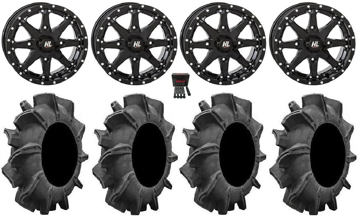 High Lifter  14" Wheels Black 34" Assassinator Tires Kawasaki Teryx Mule