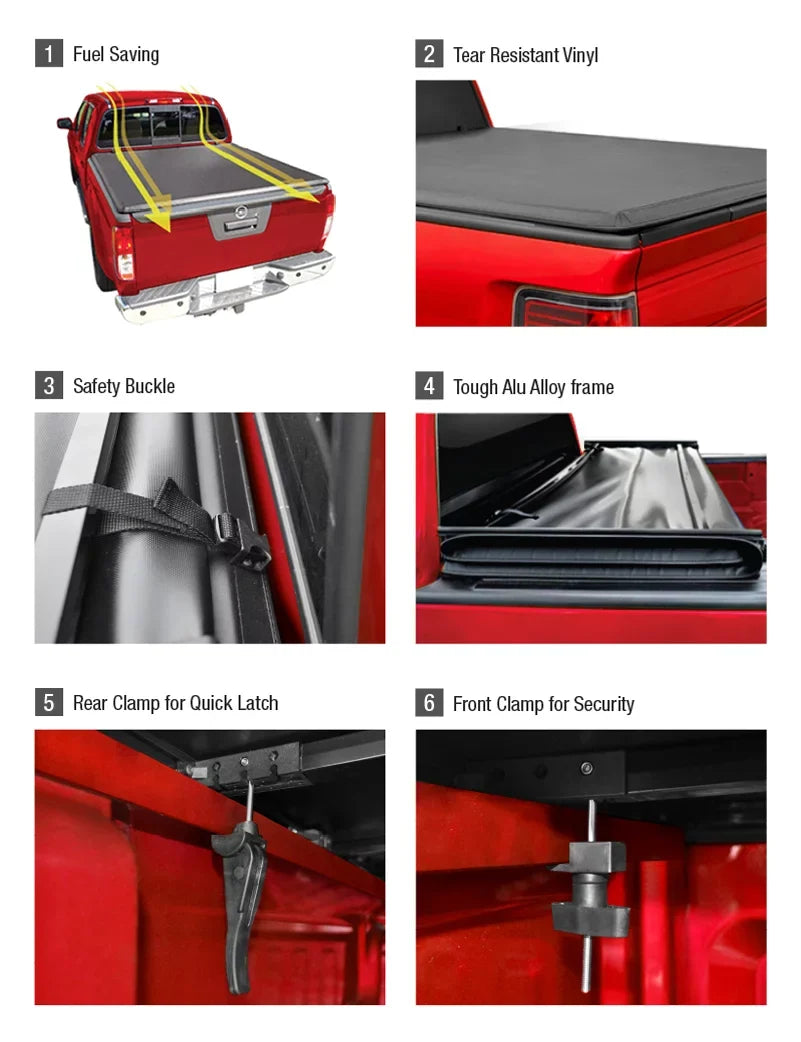 MaxMate Soft Tri-fold Truck Bed Tonneau Cover Compatible with 2019-2024 Ford Ranger | 5' (61") Bed |